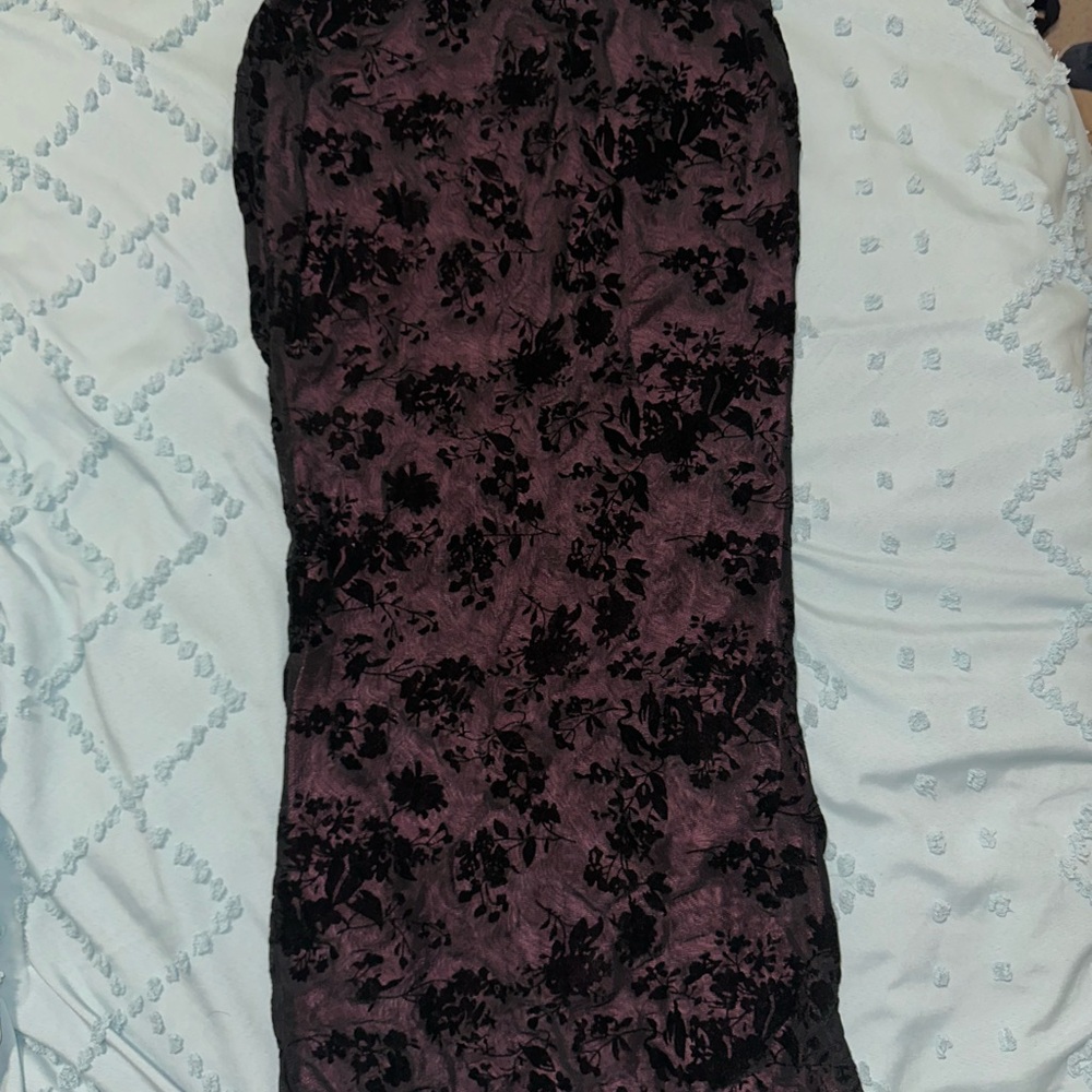 Floral Velvet Skirt in Black and Purple